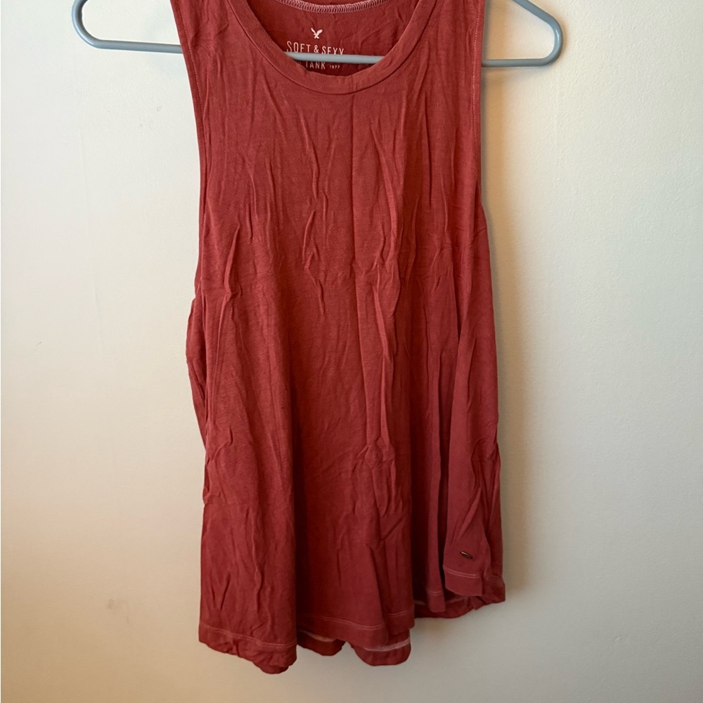 American Eagle Outfitters Red Ribbed Tank Top